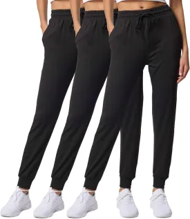 Real Essentials 3 Pack: Women's Ultra-Soft Lounge Joggers Sweatpants Athletic Yoga Pants with Pockets (Available in Plus)