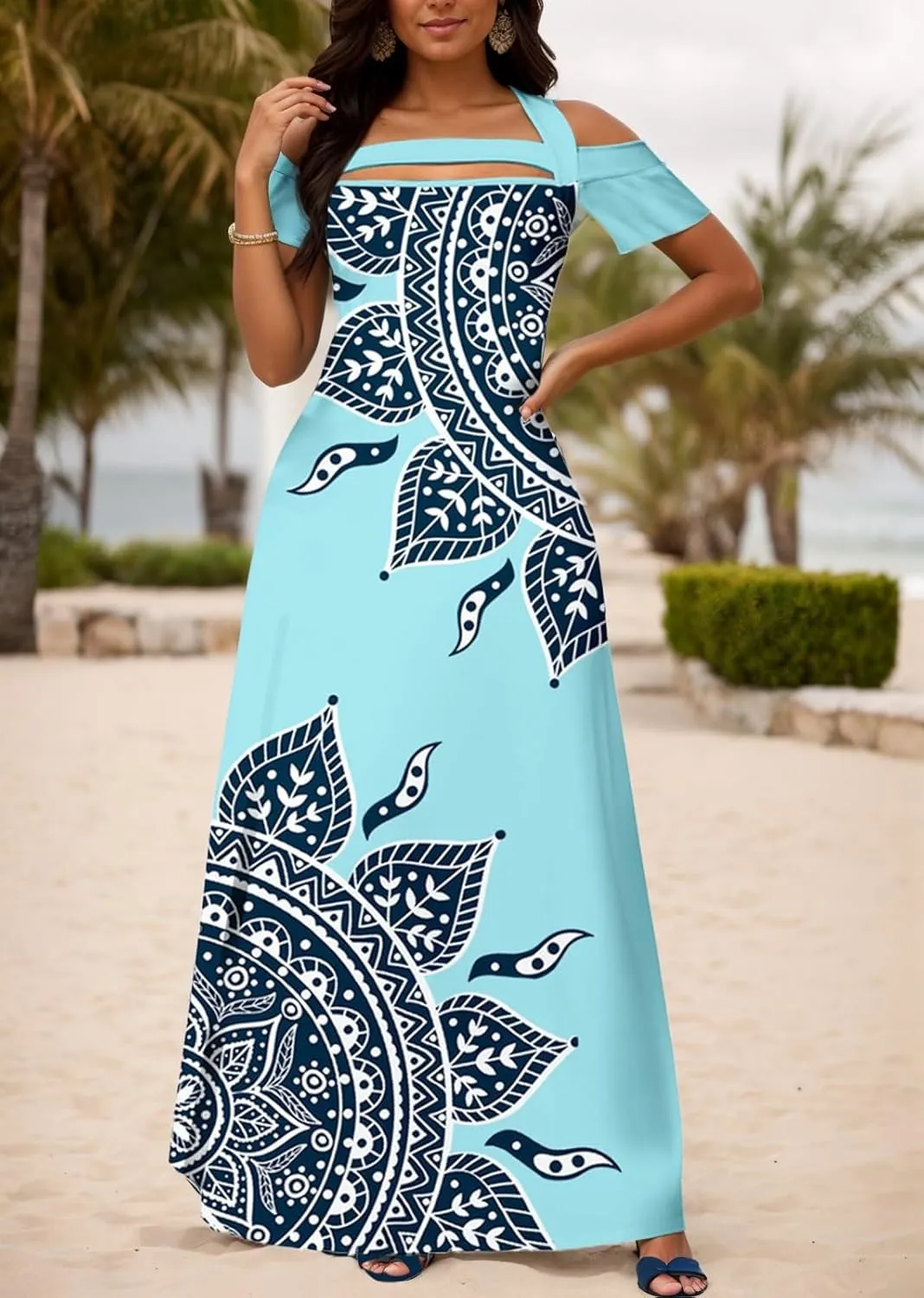 SheKiss 2025 Women's Casual Summer Floral Long Maxi Dresses Floor Length Sleeveless Plus Size Sundresses