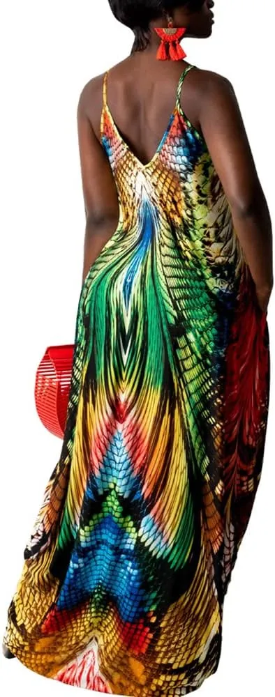 SheKiss 2025 Women's Casual Summer Floral Long Maxi Dresses Floor Length Sleeveless Plus Size Sundresses