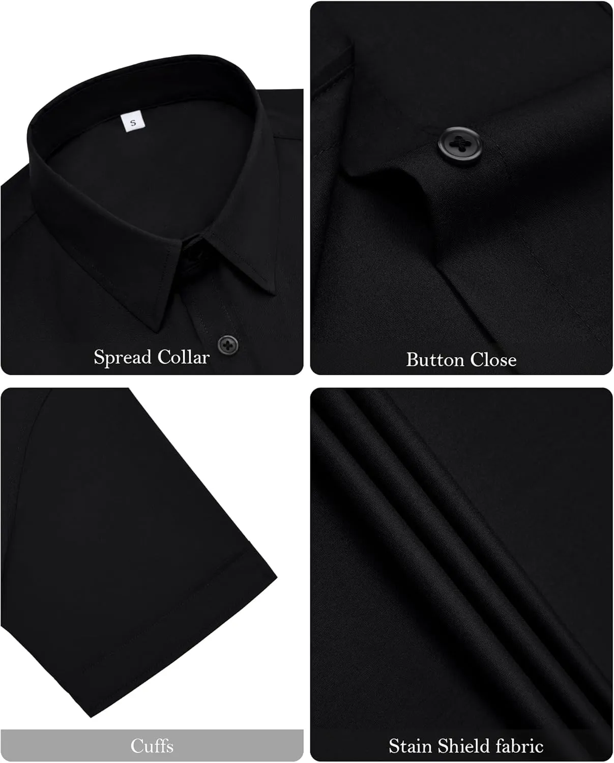 siliteelon Womens Stain Shield Dress Shirts Wrinkle Free Short Sleeve Solid Tops Blouses Button Down Shirts