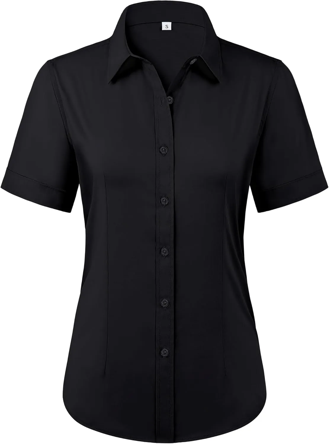 siliteelon Womens Stain Shield Dress Shirts Wrinkle Free Short Sleeve Solid Tops Blouses Button Down Shirts