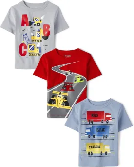 The Children's Place Baby and Toddler Boys' School Days Short Sleeve Graphic T-Shirts, Multipack