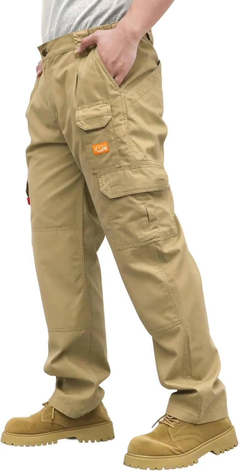 Titicaca Men's FR Cargo Pants Flame Resistant Pants Lightweight 7.5oz 100% Cotton Fire Retardant Elastic Waist Pants