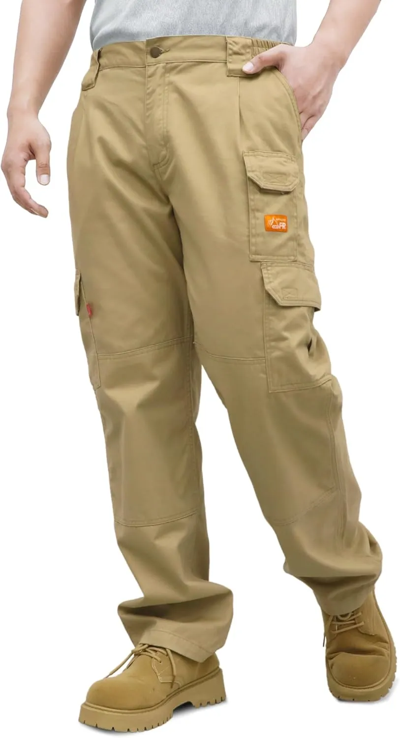 Titicaca Men's FR Cargo Pants Flame Resistant Pants Lightweight 7.5oz 100% Cotton Fire Retardant Elastic Waist Pants
