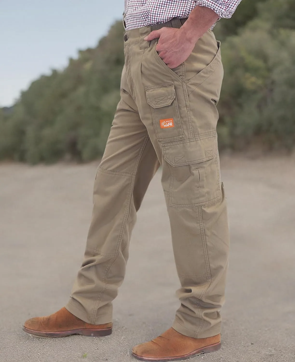 Titicaca Men's FR Cargo Pants Flame Resistant Pants Lightweight 7.5oz 100% Cotton Fire Retardant Elastic Waist Pants