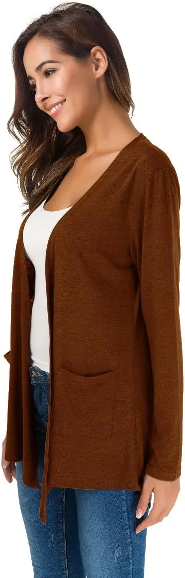 TownCat Cardigans for Women Loose Casual Long Sleeved Open Front Breathable Cardigans with Pockets