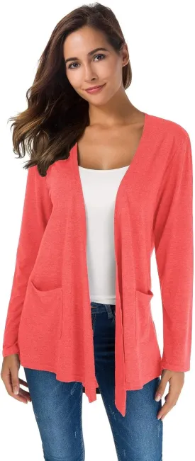 TownCat Cardigans for Women Loose Casual Long Sleeved Open Front Breathable Cardigans with Pockets