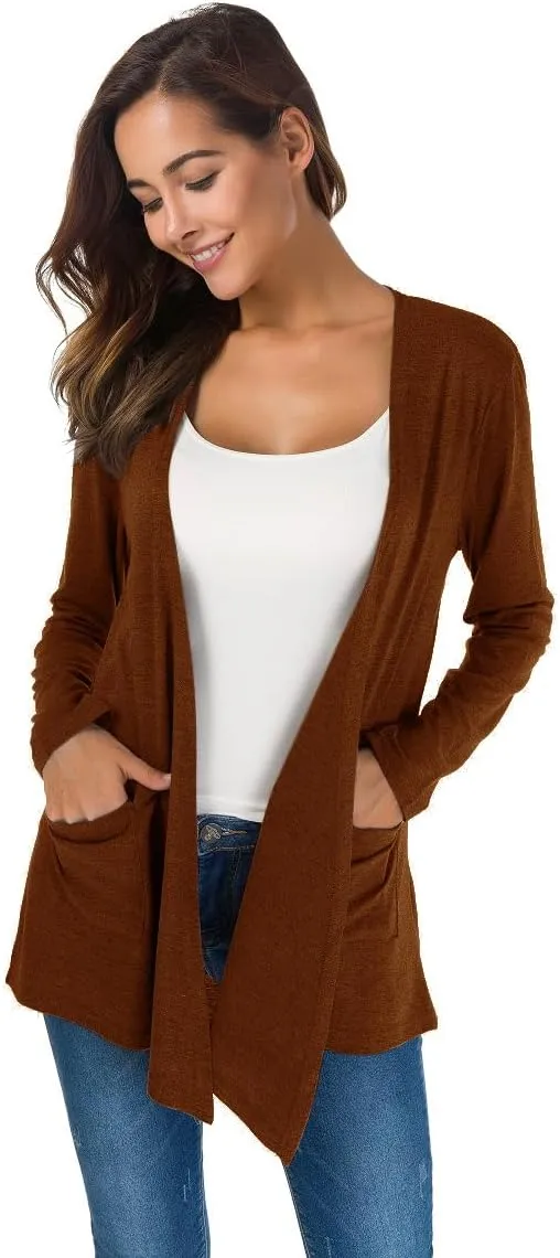 TownCat Cardigans for Women Loose Casual Long Sleeved Open Front Breathable Cardigans with Pockets