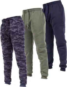 Ultra Performance 3 Pack Fleece Active Tech Joggers for Men, Mens Sweatpants with Zipper Pockets