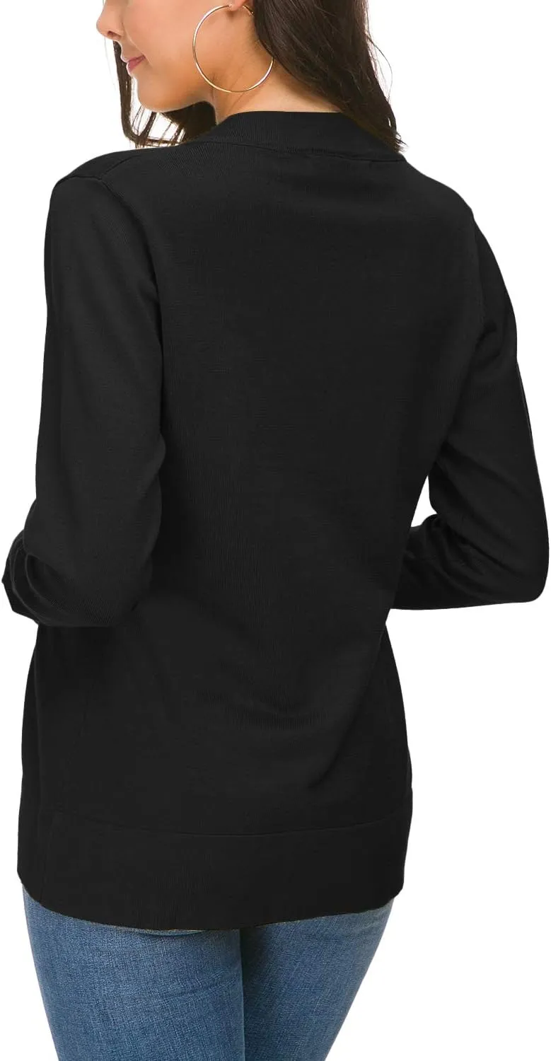 Urban CoCo Women's Long Sleeve Open Front Knit Cardigan Sweater