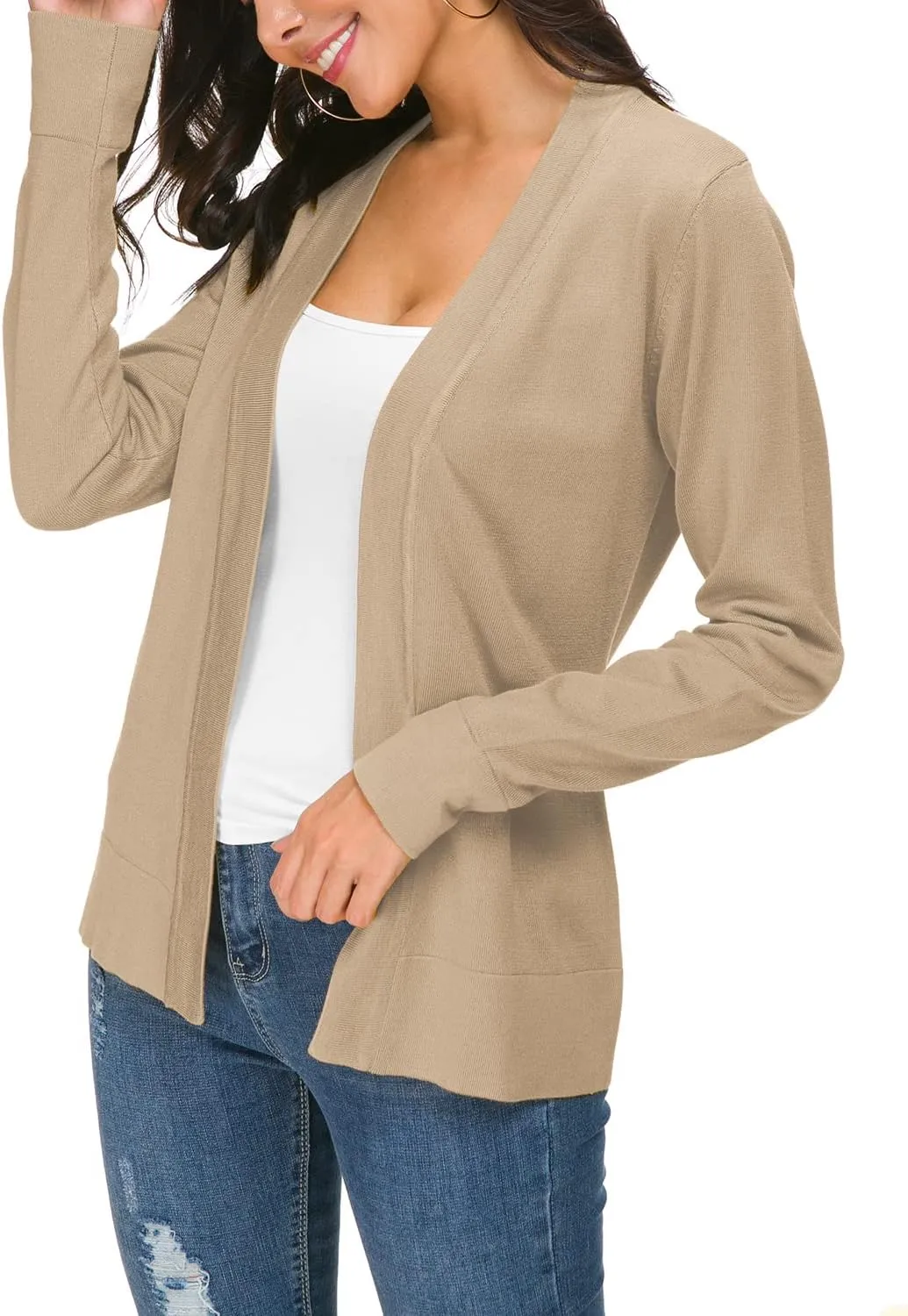Urban CoCo Women's Long Sleeve Open Front Knit Cardigan Sweater