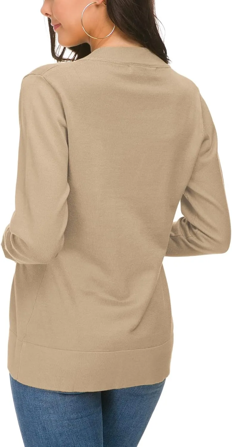 Urban CoCo Women's Long Sleeve Open Front Knit Cardigan Sweater