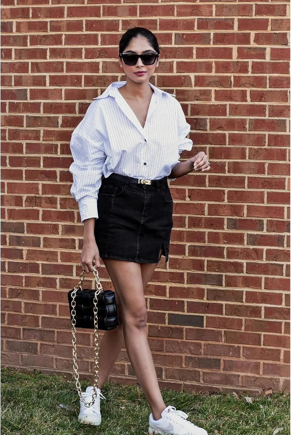 Vetinee Jean Skorts for Woman High Waisted Trendy Slit Stretchy Denim Skirt with Shorts Y2K Casual Summer Skorts Skirts