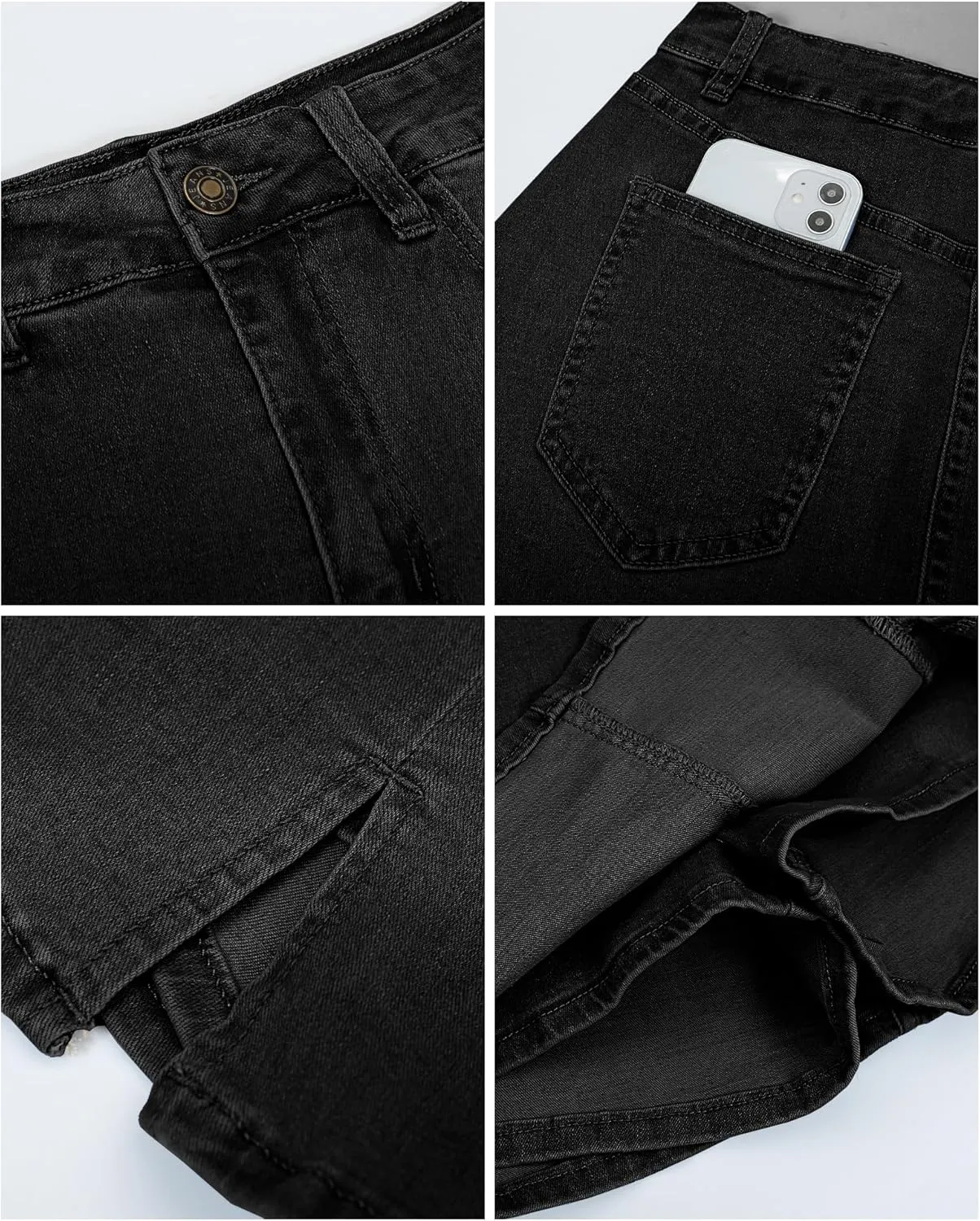 Vetinee Jean Skorts for Woman High Waisted Trendy Slit Stretchy Denim Skirt with Shorts Y2K Casual Summer Skorts Skirts