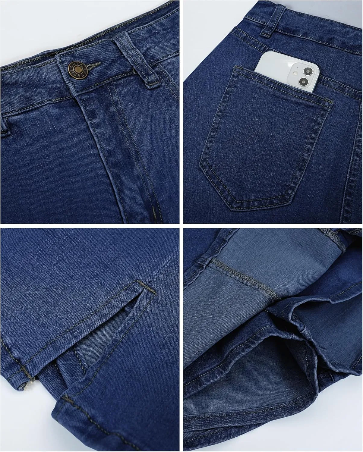 Vetinee Jean Skorts for Woman High Waisted Trendy Slit Stretchy Denim Skirt with Shorts Y2K Casual Summer Skorts Skirts