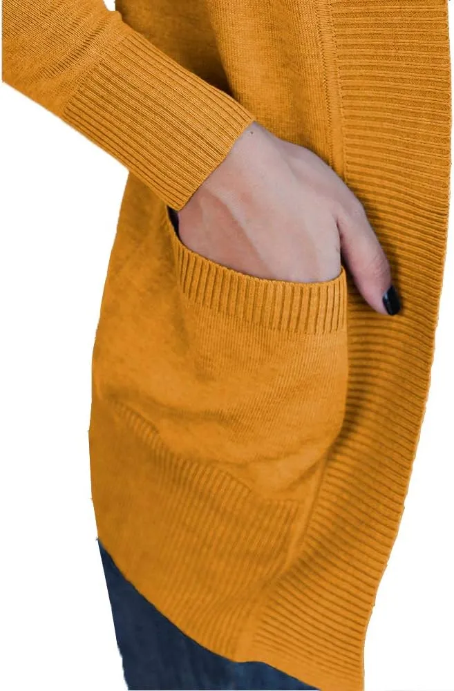 VOIANLIMO Women's Open Front Casual Long Sleeve Knit Classic Sweaters Cardigan with Pockets