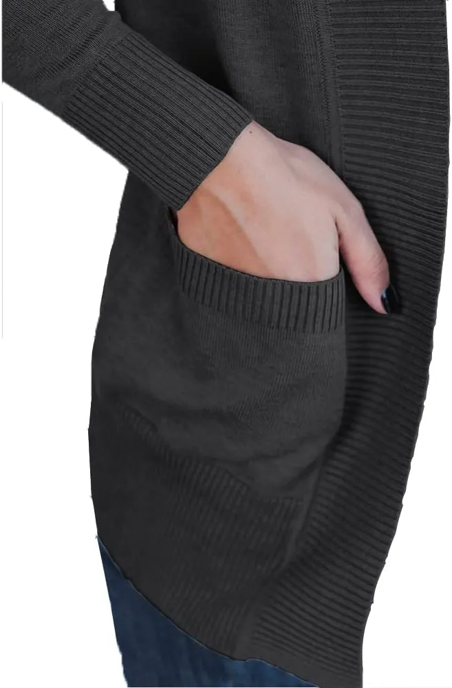 VOIANLIMO Women's Open Front Casual Long Sleeve Knit Classic Sweaters Cardigan with Pockets