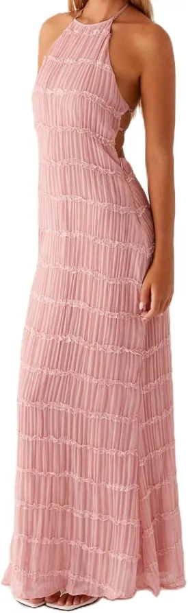 Women Backless Maxi Beach Dress Spaghetti Strap Halter Smocked Long Dress Flowy Vacation Sundress