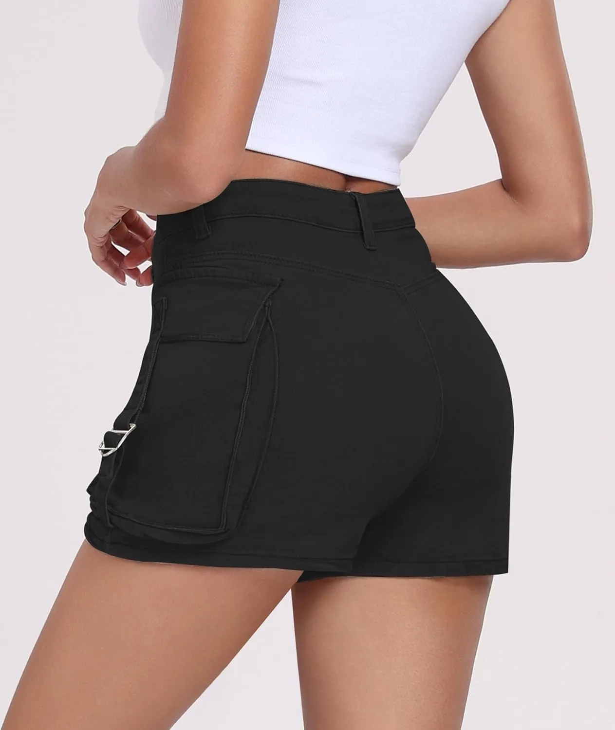 Women's Cargo Skort High Waisted Cargo Shorts Button Bodycon Mini Y2K Denim Cargo Skirt Shorts with Pocket