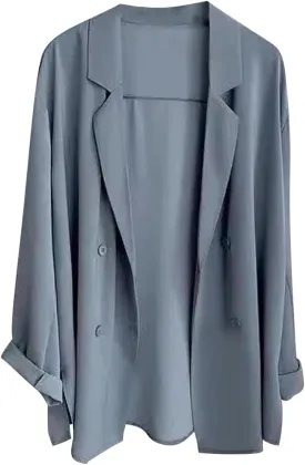 Women's Casual Lightweight Blazer Shirts Open Front Cardigans Soft Draped Long Sleeve Cardigan Fall Stylish Outfits