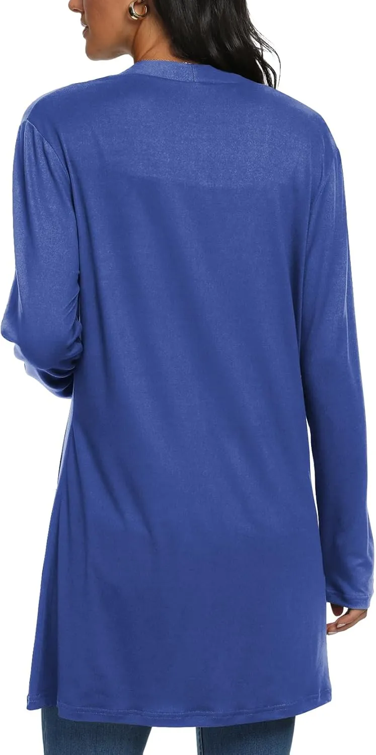 Womens Casual Lightweight with Pocketes Long Sleeve Open Front Cardigan