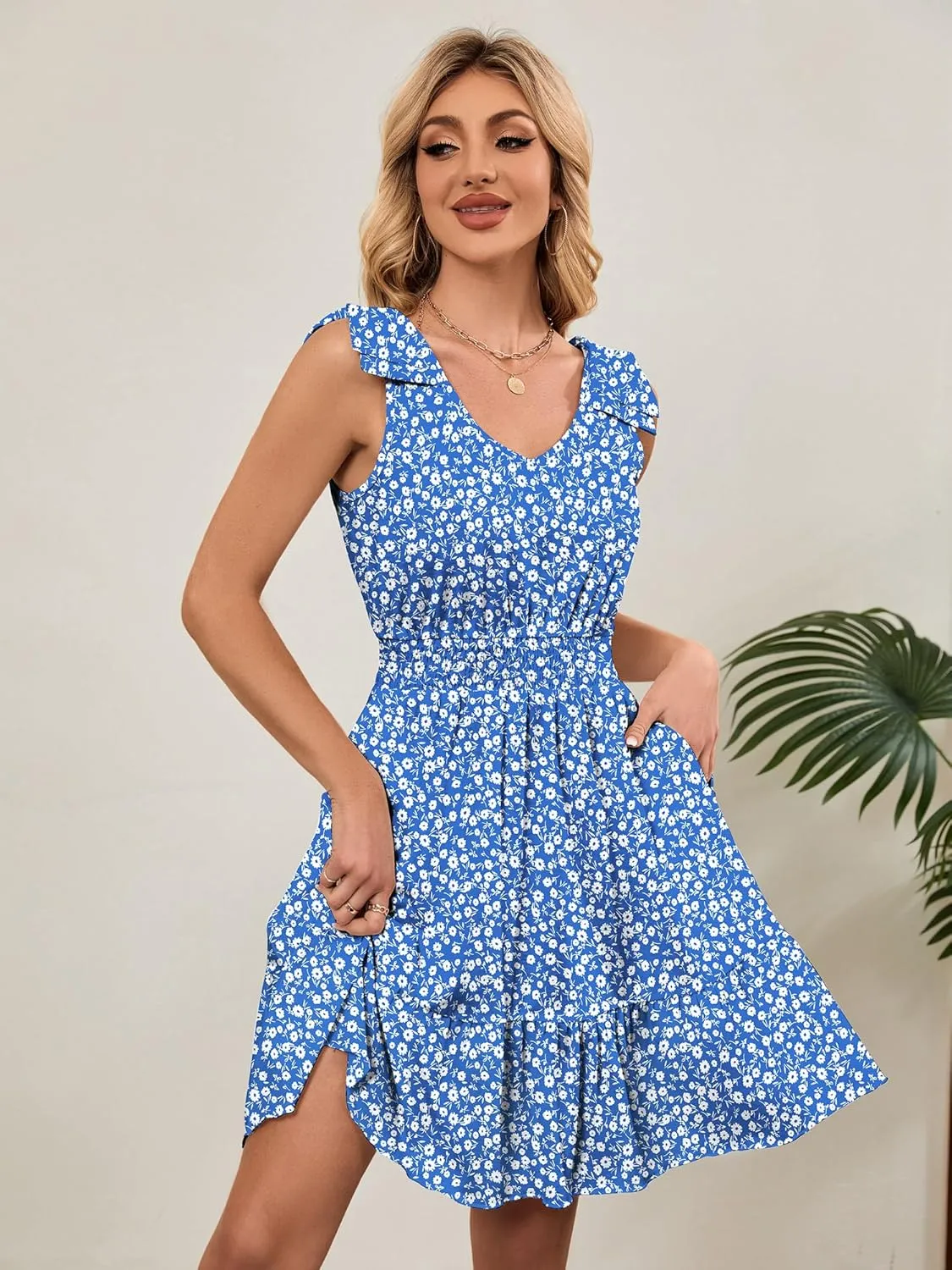 Womens Casual Sleeveless Summer Sundresses Cute Beach Vacation Spring Dresses for Women 2025 with Pockets