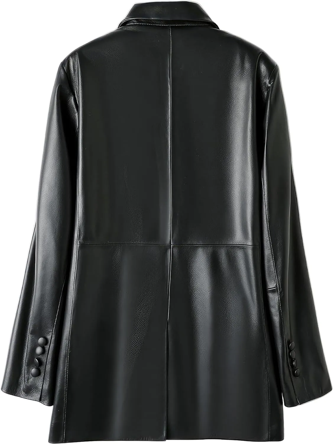 Women's Genuine Lambskin Leather Blazer With Lapel Collar