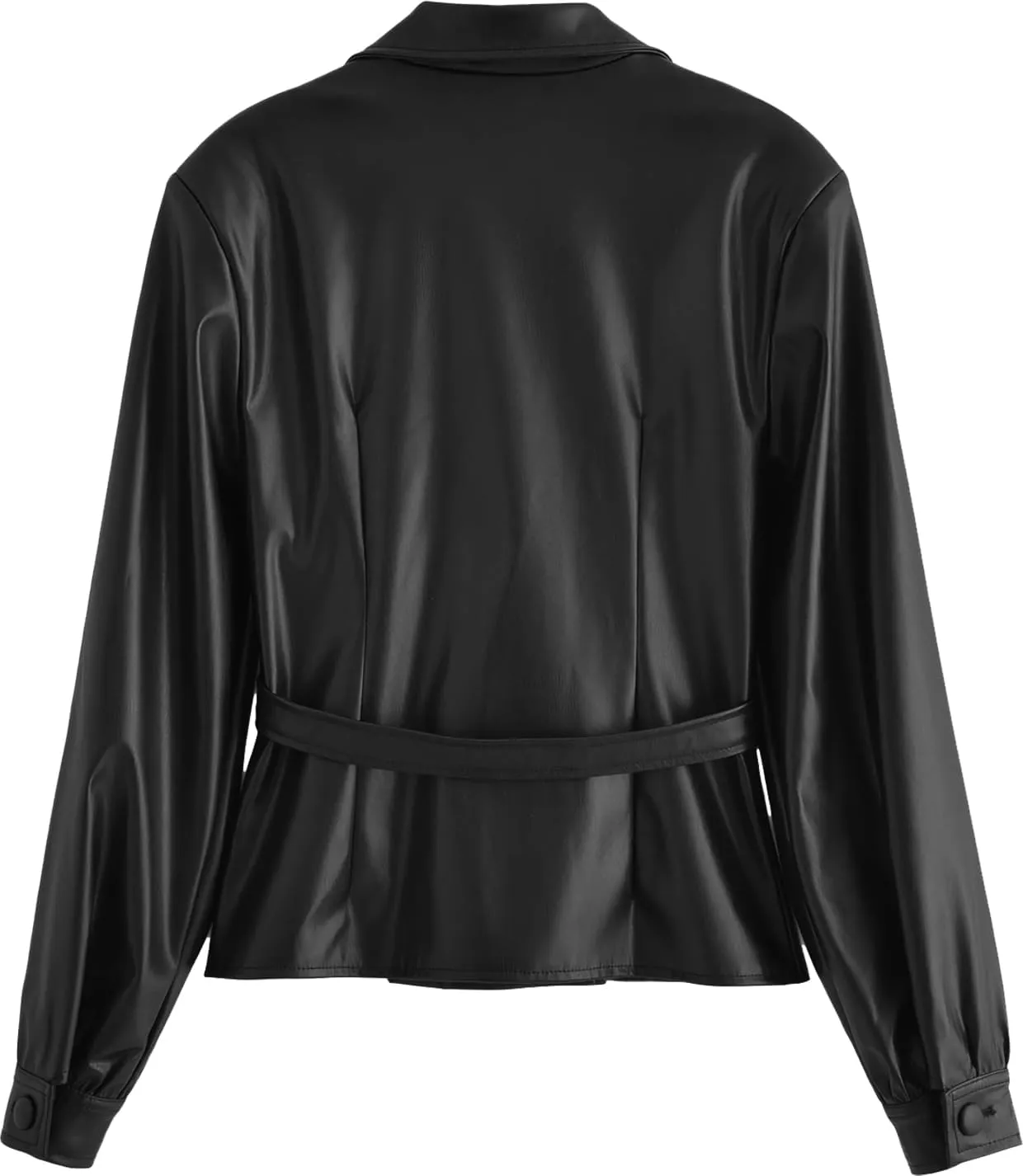 Women's Genuine Lambskin Leather Blazer With Lapel Collar