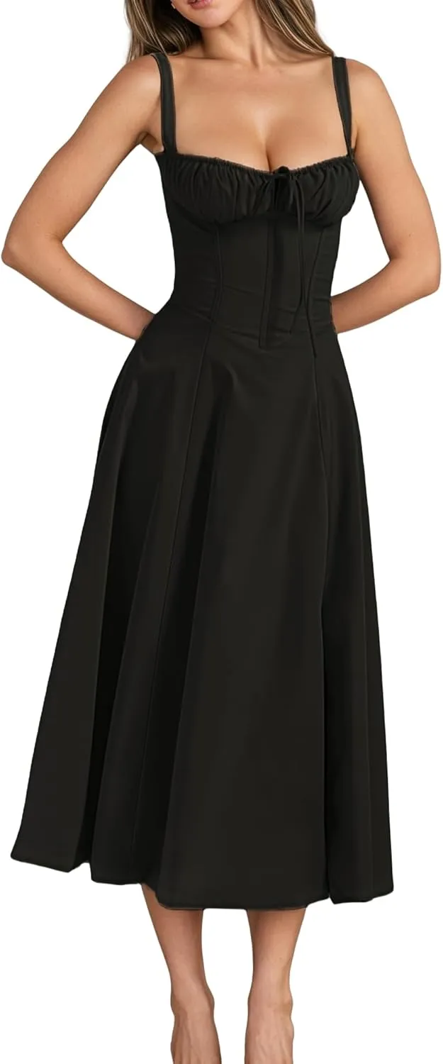 Women's Spaghetti Strap Dress Floral Corset Gown Inspired Dresses Midi Evening Cocktail Party and Holidays Casual Sundress