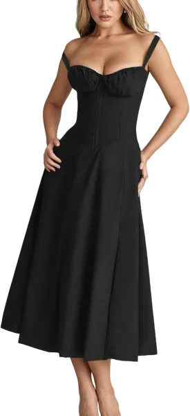 Women's Spaghetti Strap Dress Floral Corset Gown Inspired Dresses Midi Evening Cocktail Party and Holidays Casual Sundress