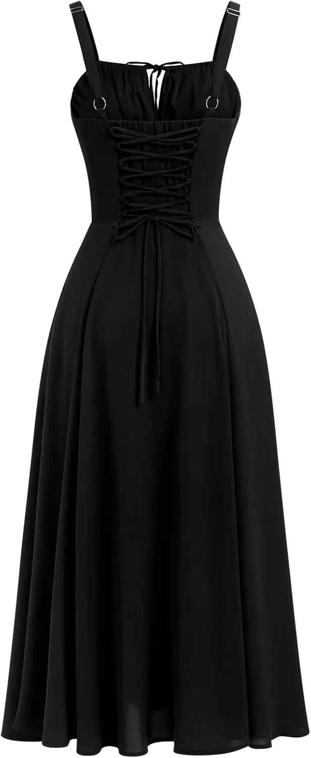 Women's Spaghetti Strap Dress Floral Corset Gown Inspired Dresses Midi Evening Cocktail Party and Holidays Casual Sundress