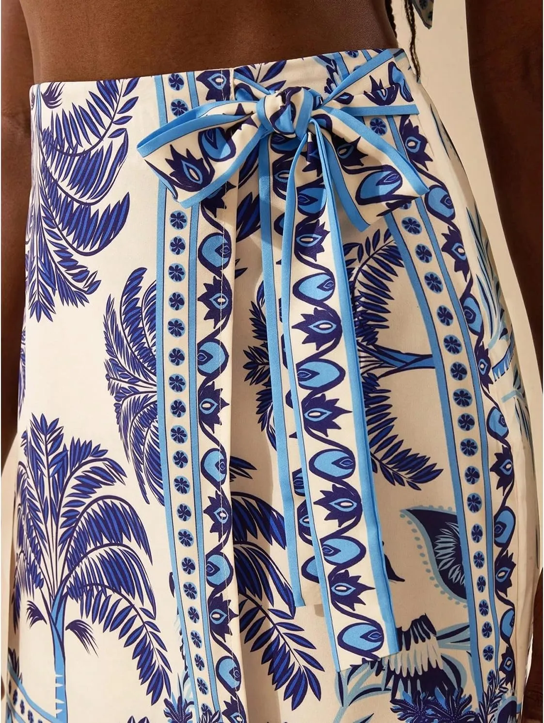 Womens Summer Floral Wrap Short Skirt Tie Side High Waist A Line Beach Vacation Boho Mini Skirt