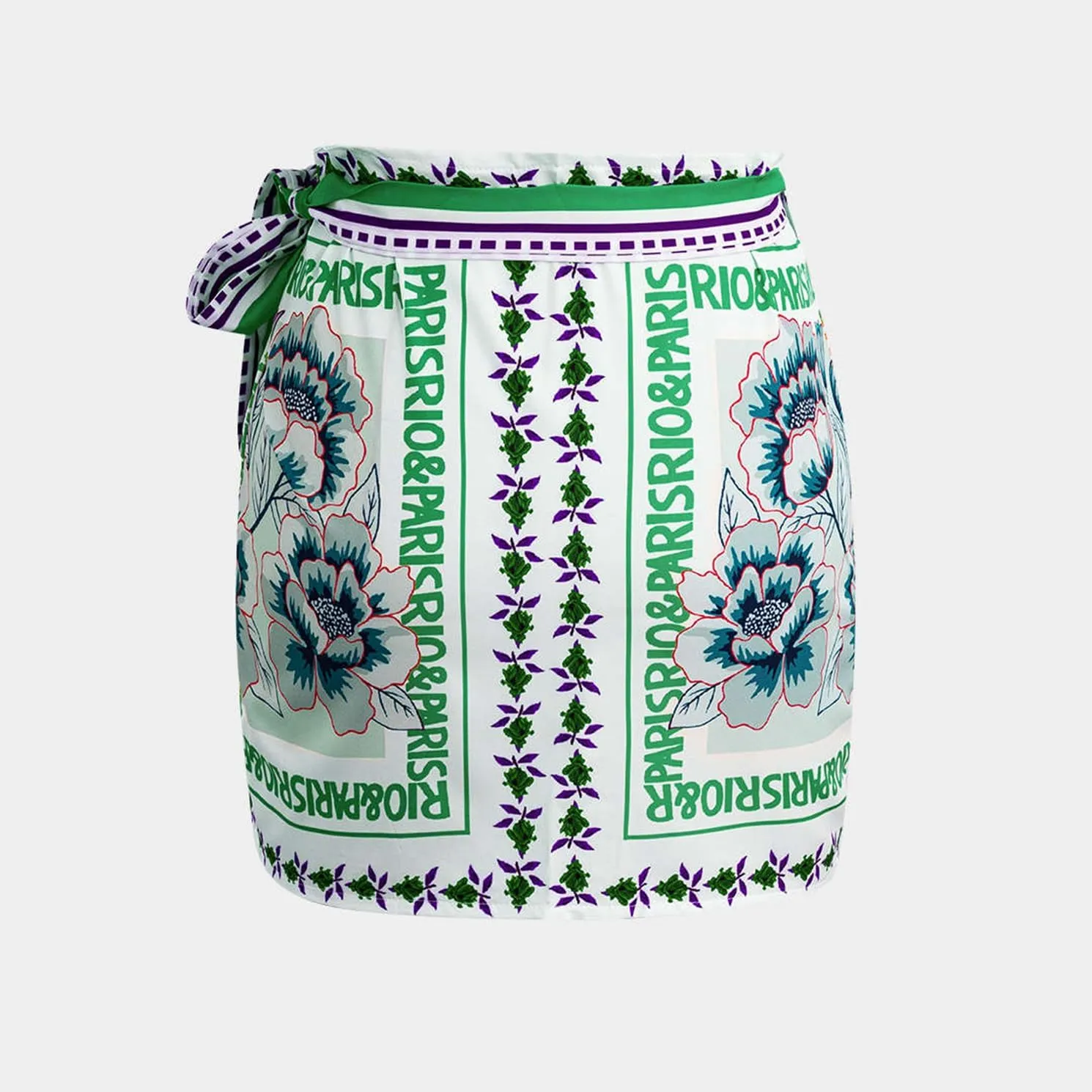 Womens Summer Floral Wrap Short Skirt Tie Side High Waist A Line Beach Vacation Boho Mini Skirt