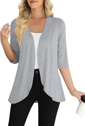Yincro Women's Casual 3/4 Sleeve Cardigan Lightweight Soft Open Front Cardigans
