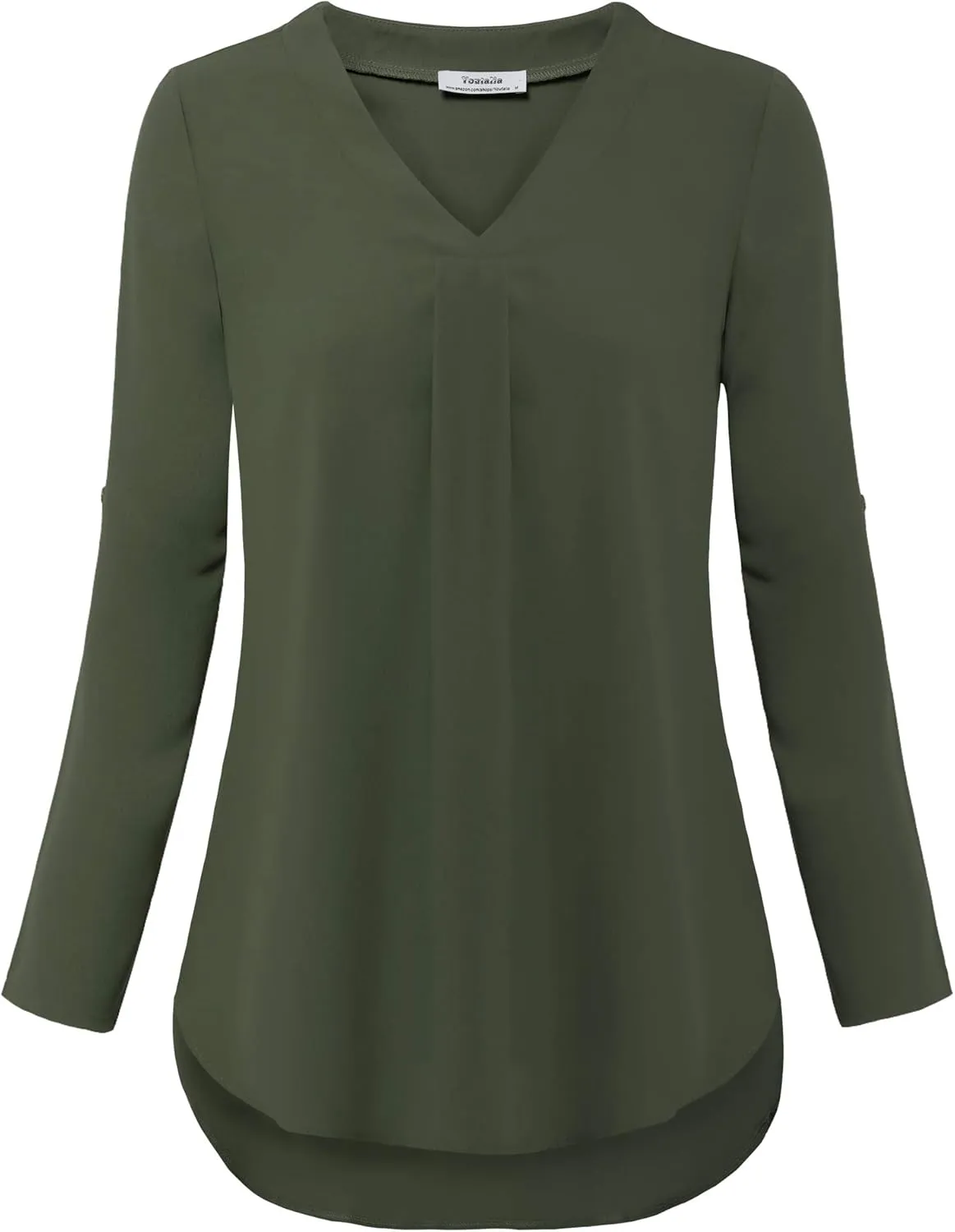 Youtalia Womens Blouses Dressy Casual Business Tops 3/4 Sleeve Chiffon V Neck Work Office Shirts