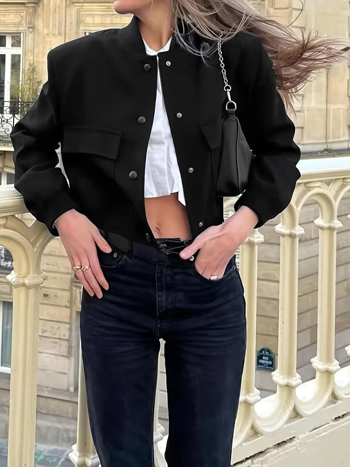 Zeagoo Women Bomber Jacket Casual Button Down Varsity Jackets Shackets With Pockets Outwear
