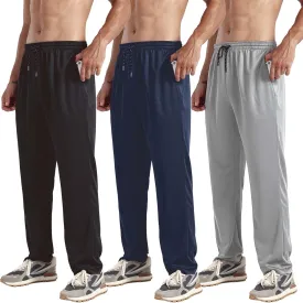 ZH 3-Pack Men's Mesh Jogger Pants, Comfortable Athletic Pants with Pockets for Active Wear, Lightweight & Breathable S-3XL